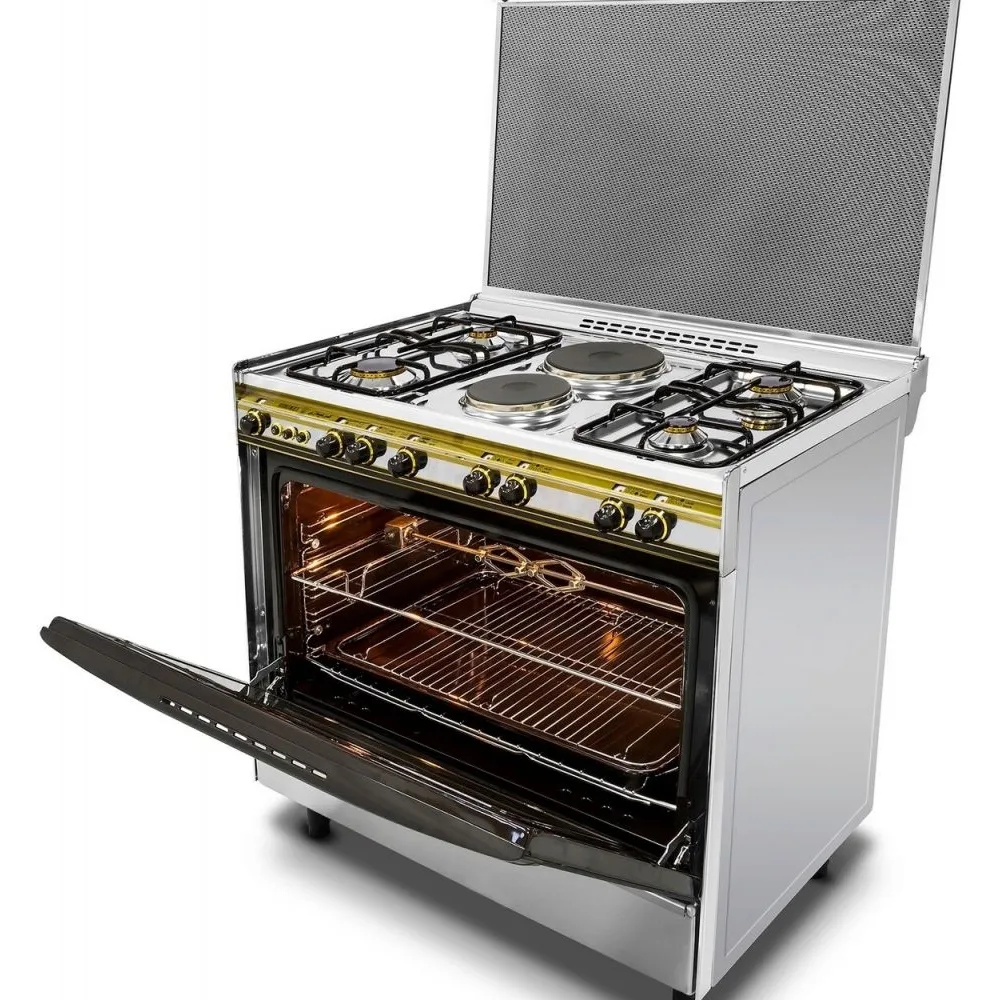 بوتاجاز غاز 4 شعلة غاز + 2 مسطح كهرباء 90 * 60 سوبر استانلس